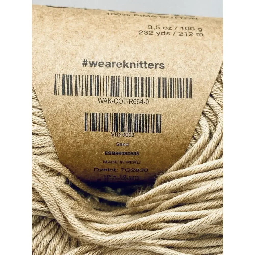 We Are Knitters The Cotton Sand 2 Skeins 3.5 oz 232 Yards NEW
